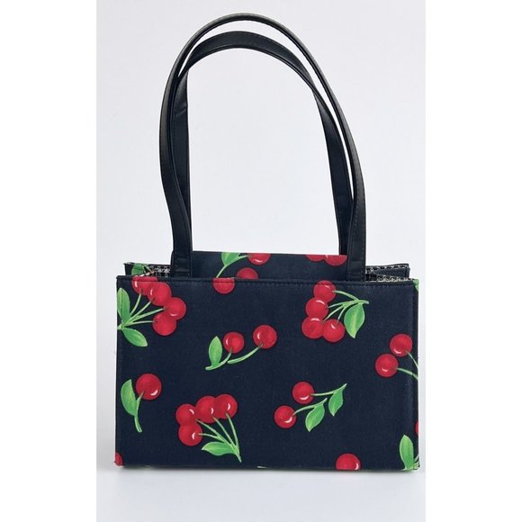 Vintage Handbags - Vintage Novelty Cherry Fruit Print Pinup Shoulder Bag Purse Tote Feminine Pin-Up